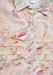 Flowy Abstract Print Button-Up Top