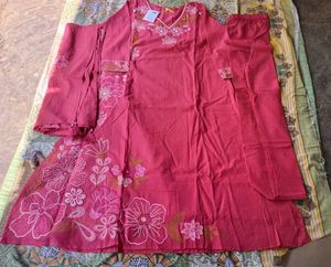 Vibrant Pink Floral Embroidered Kurta Set