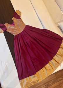 Elegant Maroon & Gold Gown