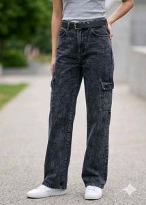 Stylish Black Cargo Jeans
