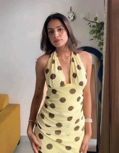 Polka Dot Halter Neck Maxi Dress