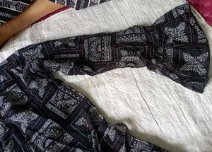 Black Kurta with White Pattern