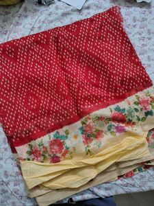 Beautiful Red Saree with Floral Border