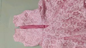 Girls Pink Lace Party Dress