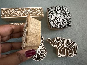 Set of 6 Printing Wooden Blocks with Diary