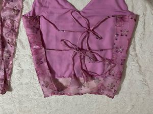 Sheer Floral Halter Top &amp; Scarf