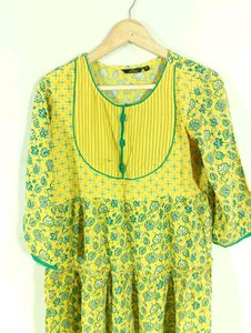 Yellow Printed Casual Kurta (Women)
