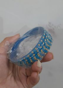 Yellow &amp; Sea BLUE Coloured Sequence Bangle/ Chudi Set