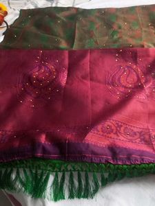 GREEN AND PINK Saree