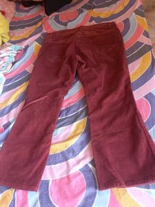 Red Corduroy Flare Pants