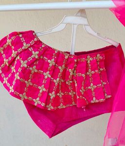 Stunning Pink dhoti Choli Set