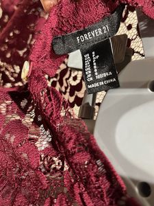 Burgundy Lace Crop Top