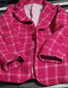 Pink Houndstooth Blazer