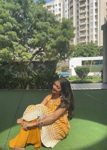 Yellow Kurta Set with White Detailing small size