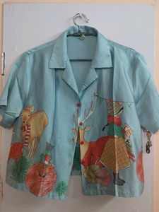 printed crop shirt