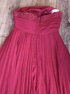 Accordian Pleats Red Sequin Gown