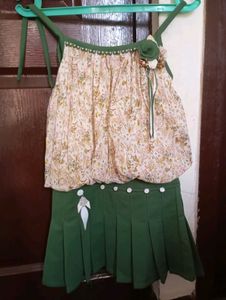 Floral Top with Green Accents