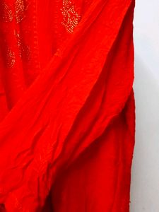 Red Embroidered Kurta