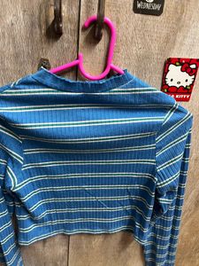Blue Striped Long Sleeve Top