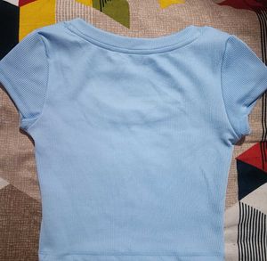 Light Blue Ribbed Crop Top