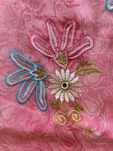 Beautiful Pink Supernet Floral Saree