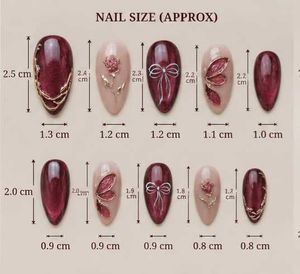 Elegant Burgundy Press-On Nails. (Customizable)
