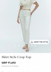 Urbanic Cream Shirt Style Crop Top