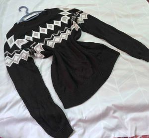 🎁Boho Black Argyle Sweater M
