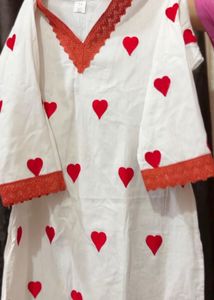 Red Heart Print kurta set