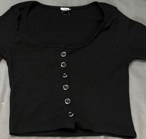 Ribbed Button-Up Crop Tops (Set of 2)(XS)