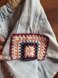 Zara Distressed Denim Shorts with Crochet Patches