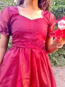 Maroon gown with Bow