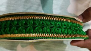 Emerald Green &amp; Gold Lace Trim