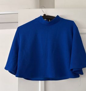 Royal Blue Mock Neck Crop Top, Bust-32/34