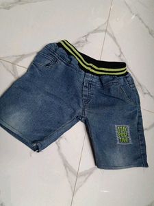 kids Distressed Denim Shorts with "Stay Positive"
