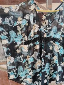 Sheer Floral Kaftan Style Top