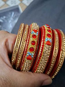 Brand new Set of Red and Gold lakh Bangles