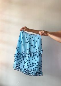 Blue Polka Dot Ruffled Skirt