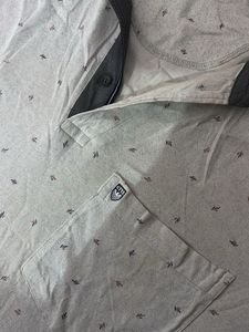 Men's Grey Printed Polo T-Shirt