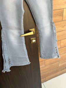 Trendy Grey Flare Jeans