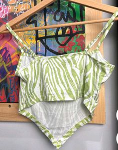 Green Zebra Print Crop Top
