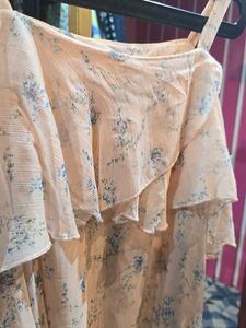 Floral chiffon off shoulder top