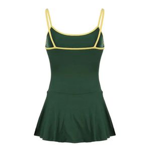 Moody Girl Green One-Piece Swimsuit Skirt