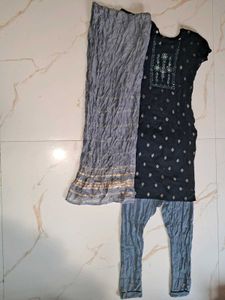 Stylish Navy Blue Kurta Set with Dupatta