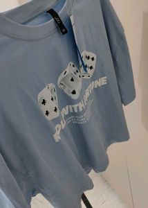 RIO Light Blue Graphic Boxy Crop T-Shirt