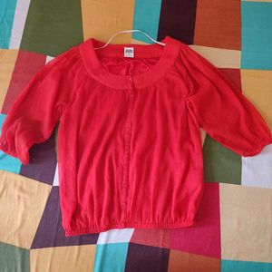 Solid Red Blouson Top