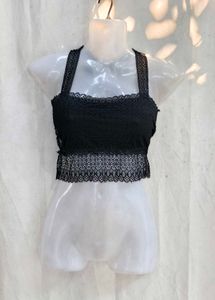 101110. Black Lace Crop Top
