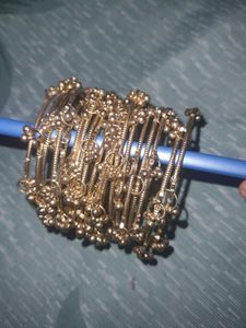 Set of Gold-Tone Anklets with Bells