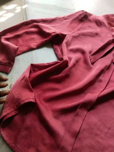Chic Maroon Satin Top with Bow