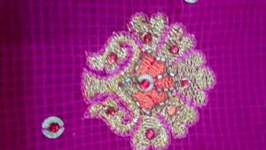 Vibrant Pink Embroidered Raw Silk Saree